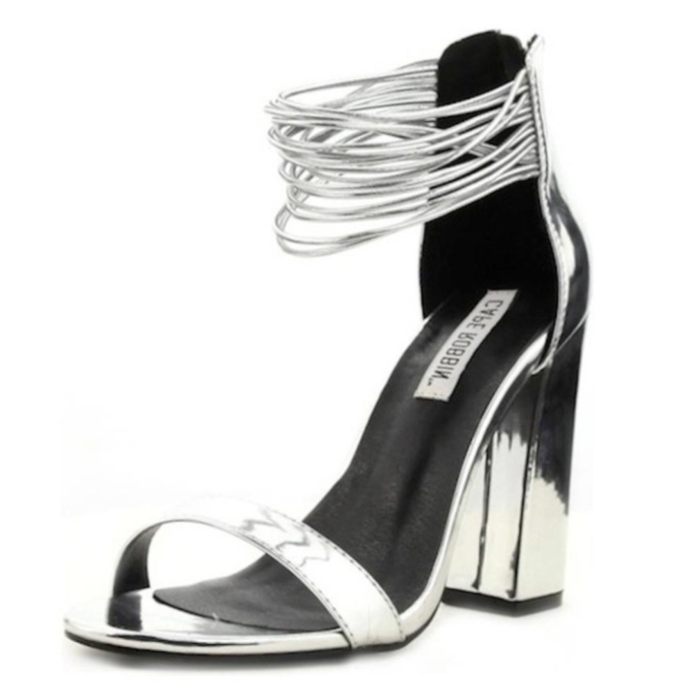 Silver metallic heels